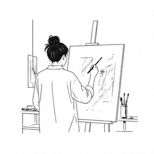 Artist studio and artworks